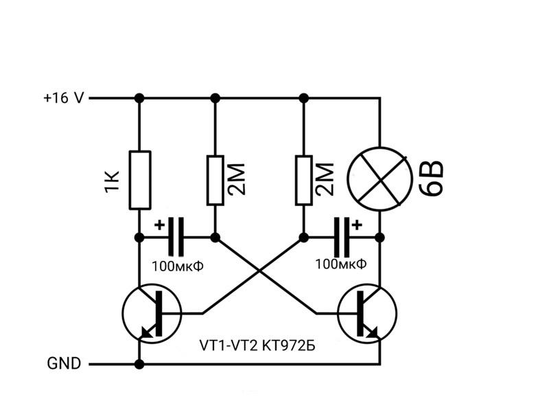  Триггер Шмидта на транзисторах с подключенной нагрузкой