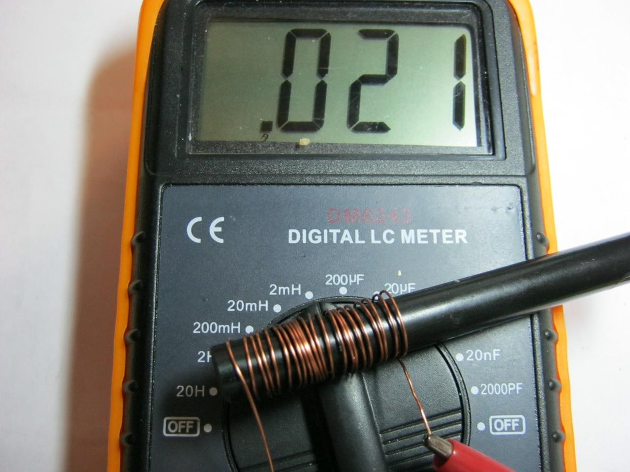 Измерение индуктивности катушки, созданной из медного провода на ферритовом сердечнике