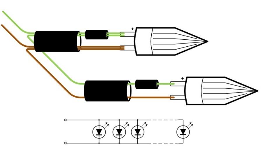 Электрическая схема и соединение светодиодов